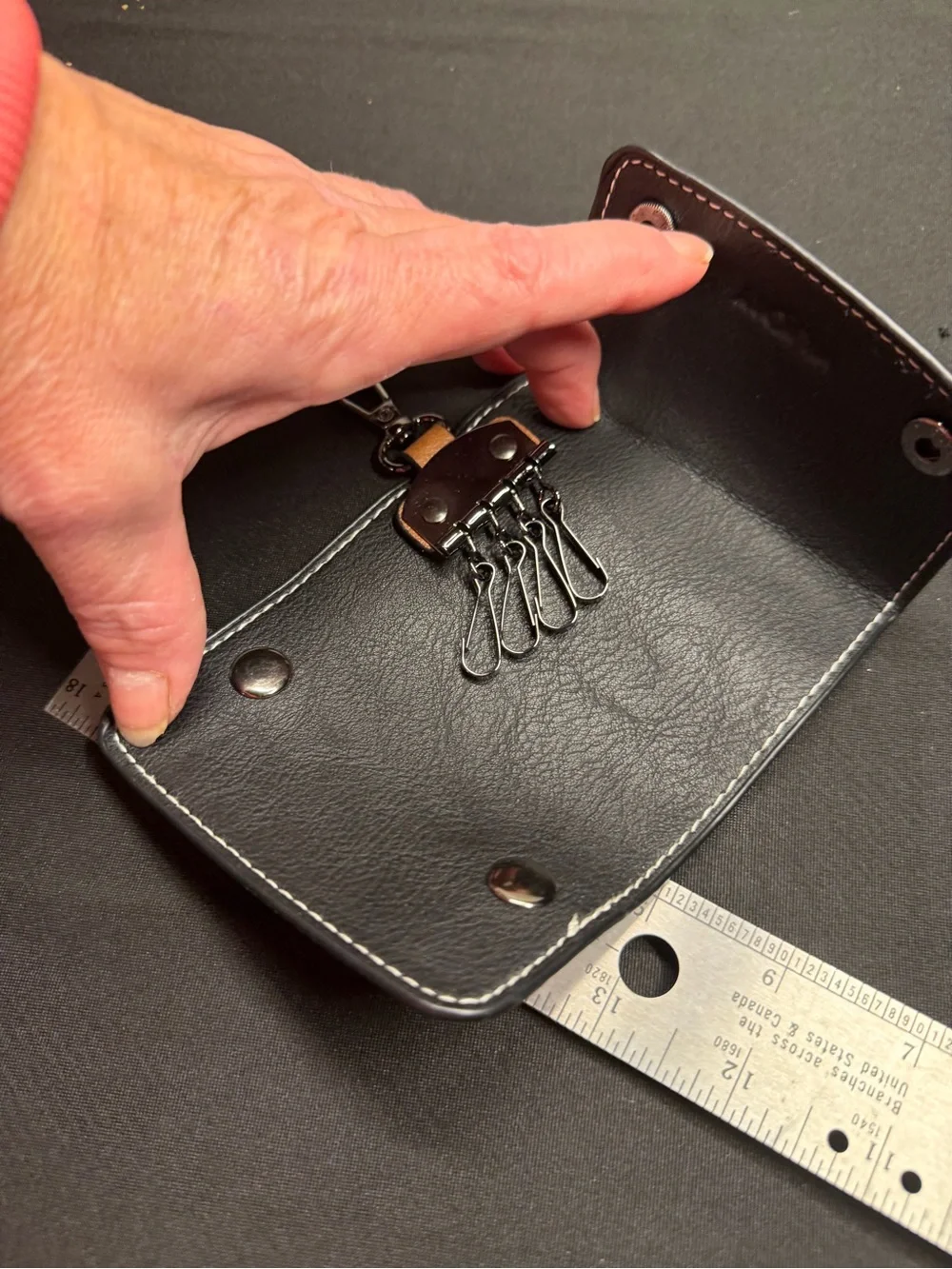 Leather Key Pouch - Brown and Black